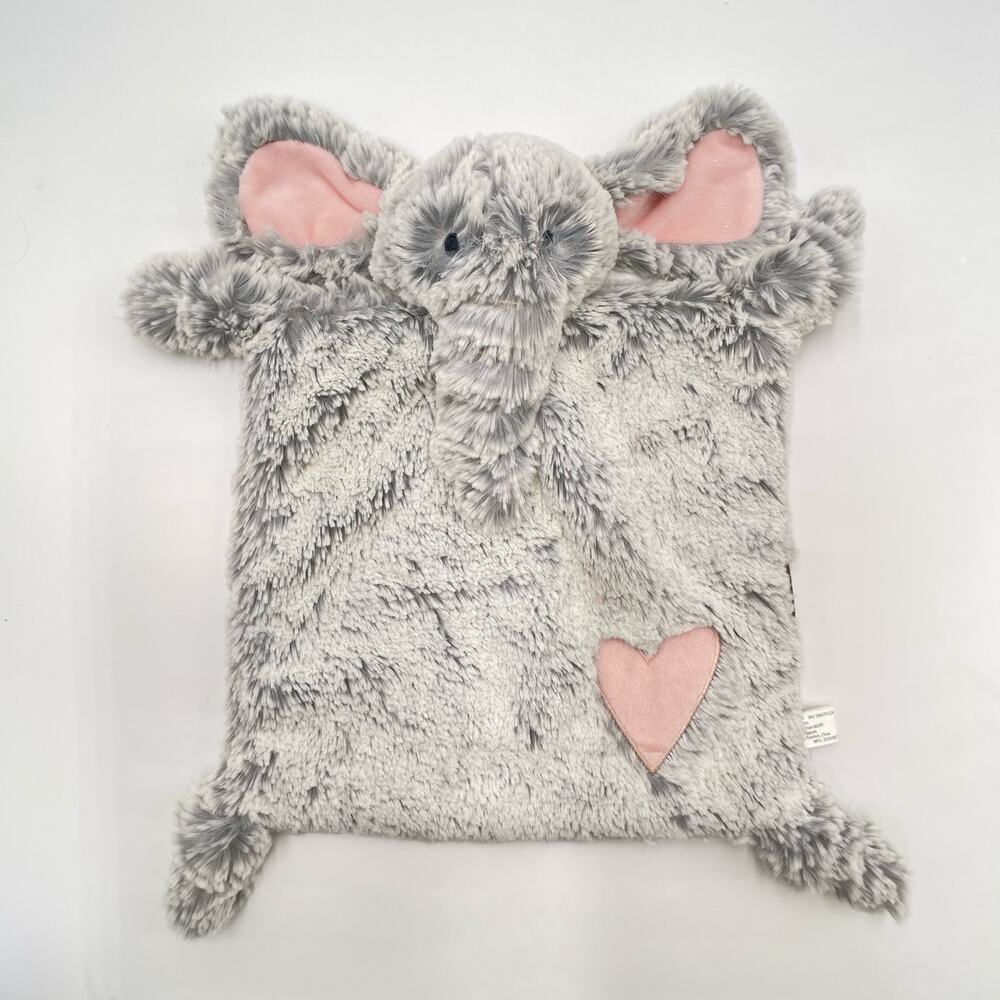 Demdaco Elephant Soft Gray Pink Lovey Luxurious Plush Security Blanket